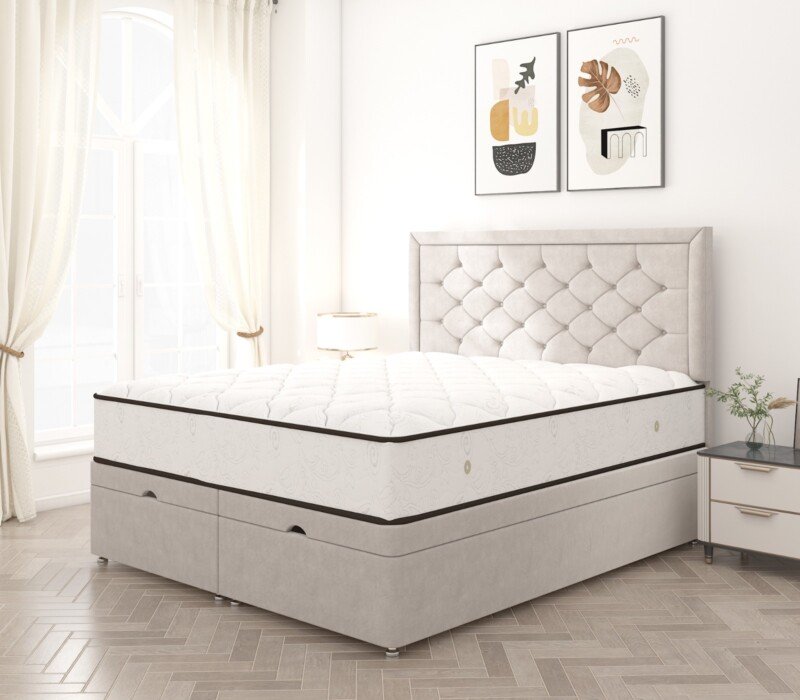 Hilton Chesterfield Ottoman divan storage bed, angle view