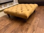 Zara Chesterfield Footstool Pouffe Coffee Table with black Turned Legs - Image 3