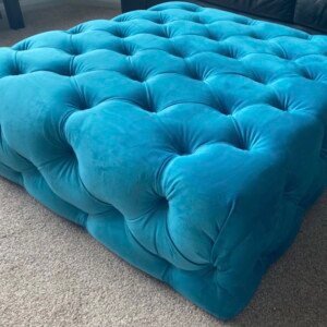 Bella Chesterfield Footstool Pouffe Coffee table in Teal Velvet