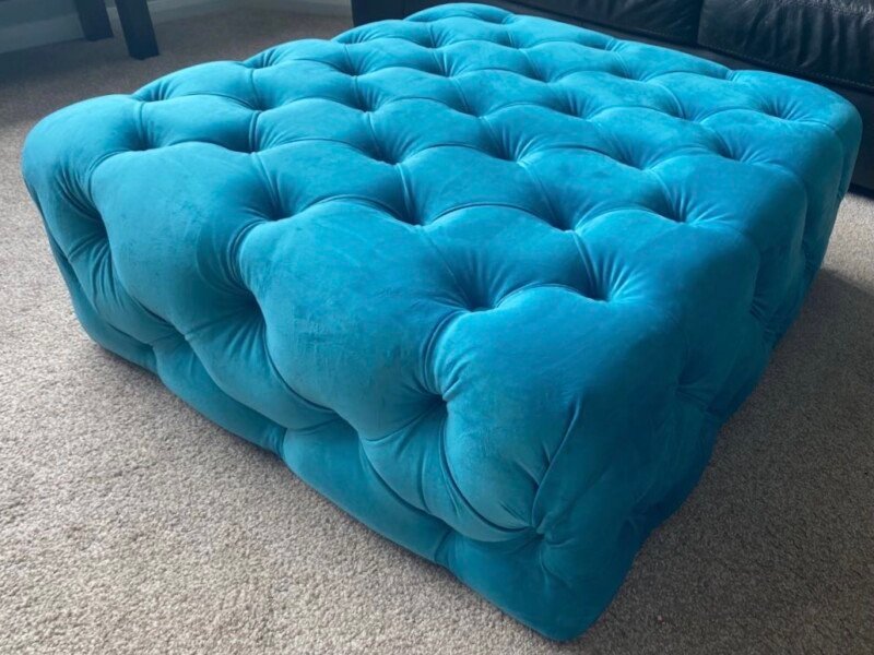 Bella Chesterfield Footstool Pouffe Coffee table in Teal Velvet
