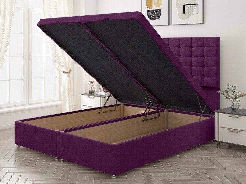 Monaco Cube Ottoman Divan Bed Storage open view