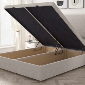 Minimalist Plain Ottoman Divan Bed, Storage open view.