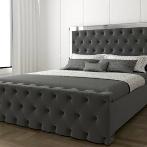 Vanity chesterfield mirror bed