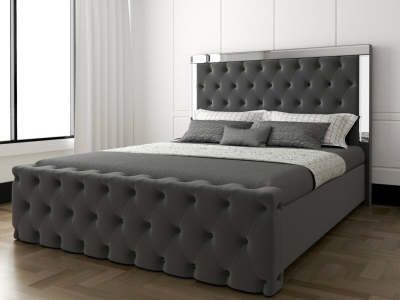 Vanity chesterfield mirror bed