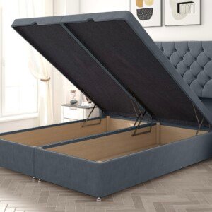 Percival WingBack Chesterfield Ottoman Divan Bed, Storage Open View.