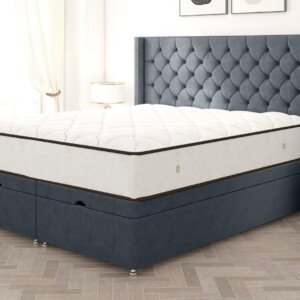 Percival WingBack Chesterfield Ottoman Divan Bed, Angle View.