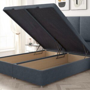 Silas panel Ottoman Bed, Storage open view.