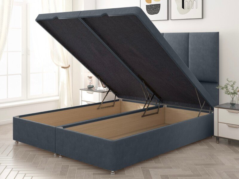 Silas panel Ottoman Bed, Storage open view.