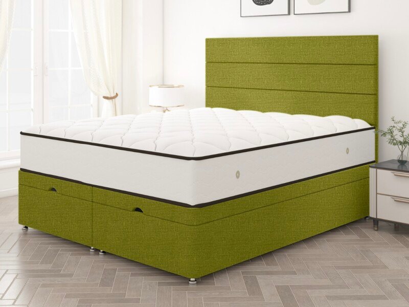 Harry Panel Ottoman Divan Bed, Angle View.