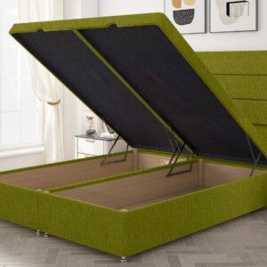 Harry Panel Ottoman Divan Bed, Storage open view.