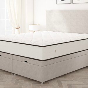 Minimalist Plain Ottoman Divan Bed, angle view.