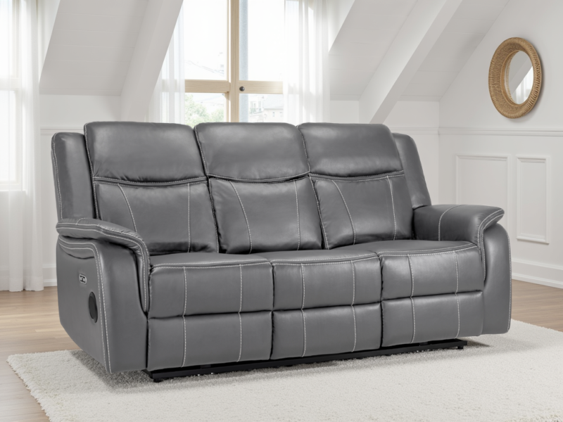 Galaxy Tech Electric Recliner Leather - 3 Seater
