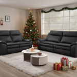 Boston Genuine Leather Electric Recliner Sofa Black 3+2 Set