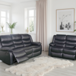 Conrad Manual Recliner Sofa 3+2 Set - Black