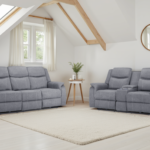 Galaxy Tech Electric Recliner Sofa Grey Fabric 3+2 Set