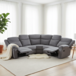 Myra Recliner Sofa Grey Fabric Large Corner