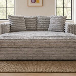 Furby Cord Fur Cinema Chaise Sofa with Cupholders – Black | Swaye