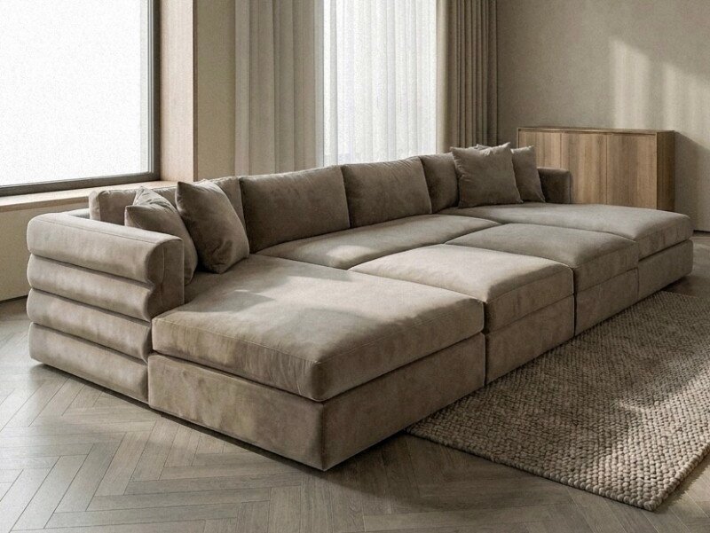 Grande Sectional U Shape Cinema Sofa with 2 Footstools
